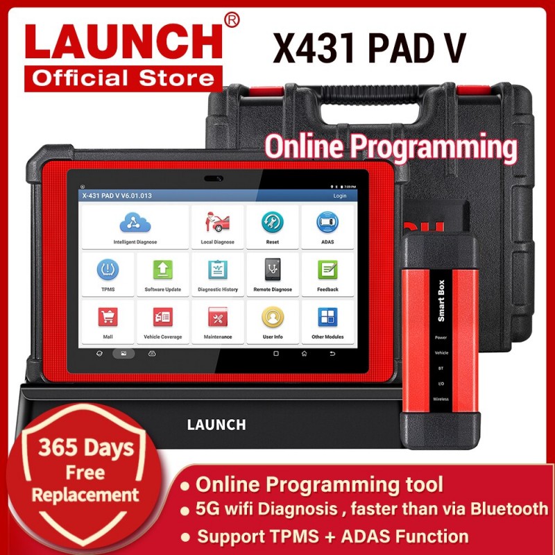 Launch X431 PAD 5 PAD V with SmartBox 3.0 Automotive Diagnostic Tool Support Online Coding and Programming 1 Year Free Update No IP Limitation