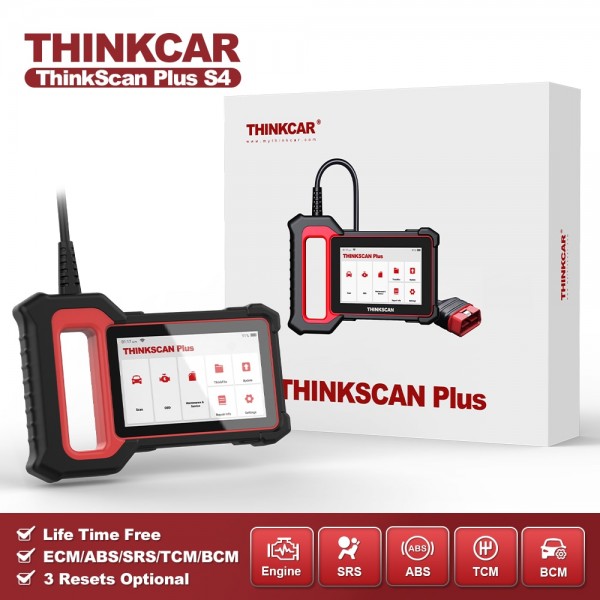 THINKCAR Thinkscan Plus S4 Lifetime Free Optional 3 Resets  Car Diagnostic Tool ECM/TCM/ABS/SRS/BCM System OBD2 Auto Scanner
