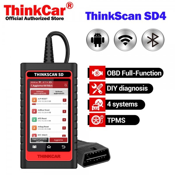 THINKCAR Thinkscan SD4 OBD2 Scanner Resets Full System Car Diagnostic Tool Code Reader Professional Scanner Tool