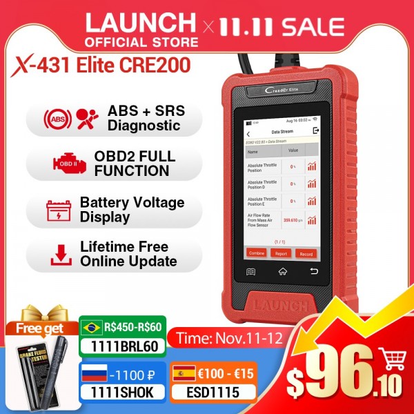 LAUNCH X431 Elite CRE200 OBD2 Scanner Auto ABS SRS Diagnostic Tool Car EOBD OBDII Code Reader Scan Tool Multilingual Free update