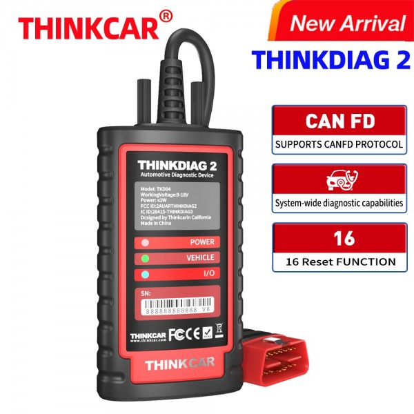 THINKCAR THINKDIAG 2 OBD2 Scanner Code Reader Full System 16 Resets CAN FD ECU Coding Auto Professional diagnostic tools