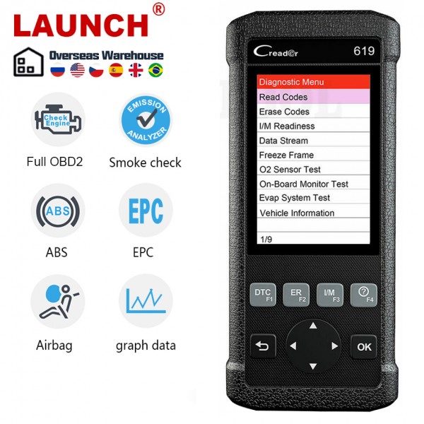 LAUNCH X431 CR619 OBD2 Car Diagnostic Tool Auto Engine ABS SRS Airbag Read Clear Error Code