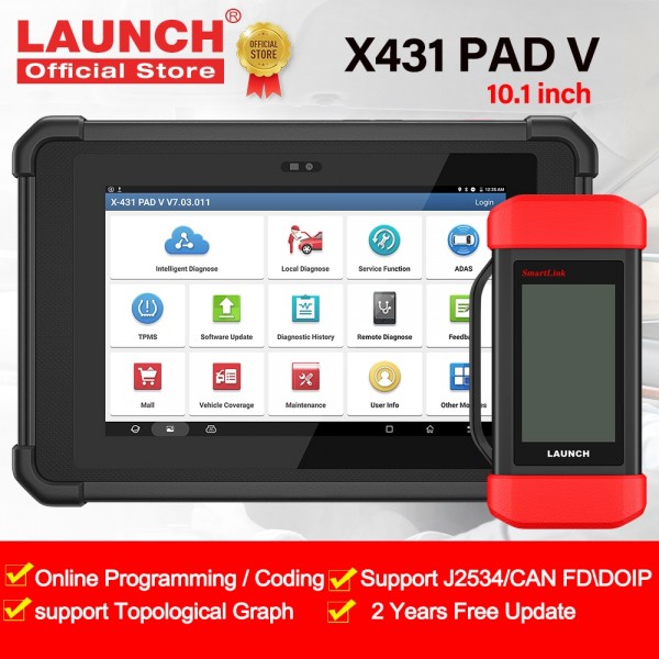 LAUNCH X431 PAD V Car Diagnostic Tools J2534 CAN FD DolP Online ECU Programming Coding Auto OBD OBD2 Scanner pk X431 V PRO3S+