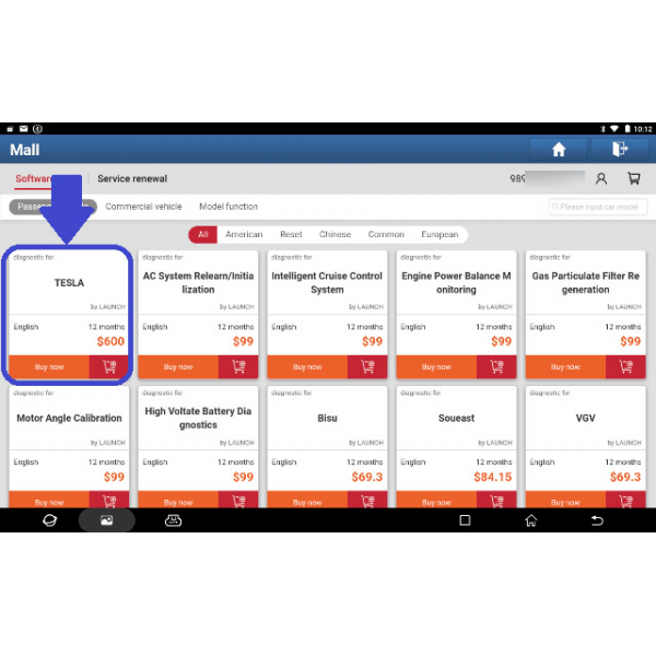 LAUNCH TESLA Software License Work for Launch X431 V, V+, Pro5, Pros V5.0, Pro3s+, PAD V, PAD VII