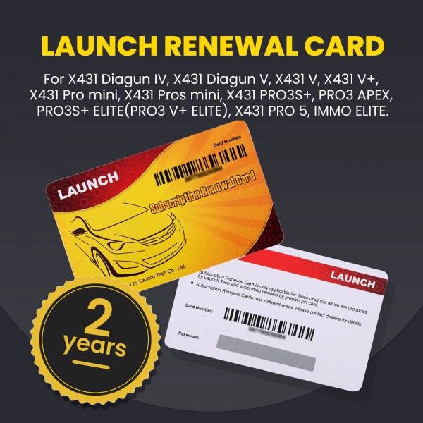Two Years Online Update Service for Launch X431 Diagun IV, Diagun V, X431 V, X431 V+, X431 Pro mini, X431 Pros mini, X431 PRO3S+, X431 PRO5, PRO3 APEX