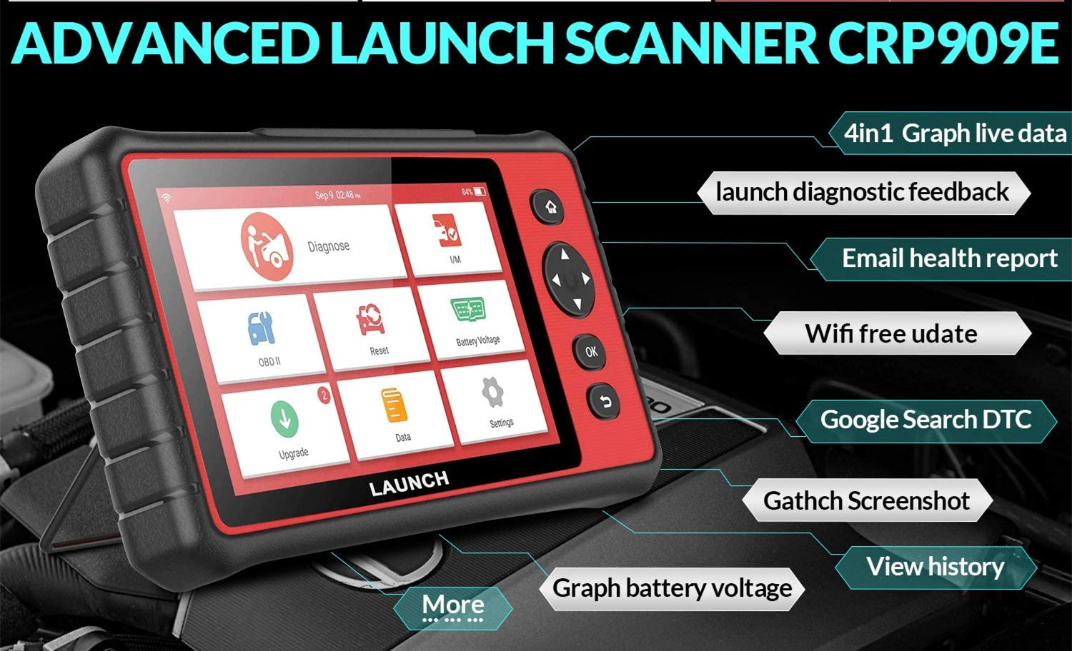 LAUNCH-X431-CRP909E-OBD2-Car-Full-System-Diagnostic-Tool-Code-Reader-Scanner-with-15-Reset-Service-Upgraded-Version-of-CRP909-SC528